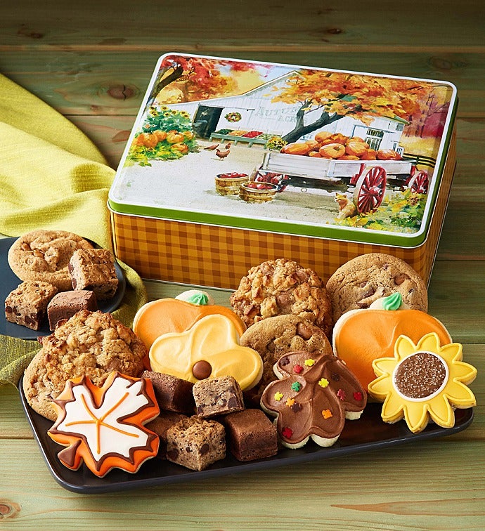 Autumn Gift Tin   Cookies & Snack Size Brownies