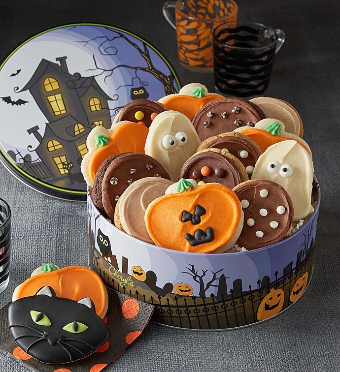 Haunted House Gift Tin Frosted Cookies