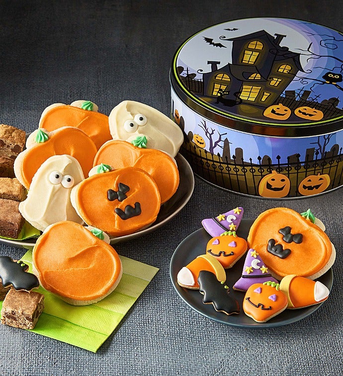 Haunted House Gift Tin Cookies & Snack Size Brownies