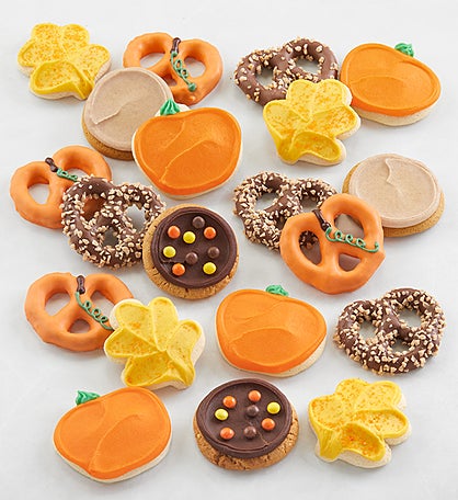 Fall Buttercream-Frosted Cookies & Pretzels