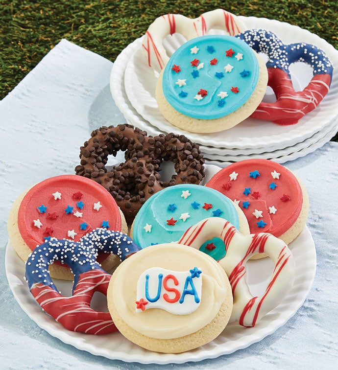 Buttercream Frosted Summer Cookies and Pretzels