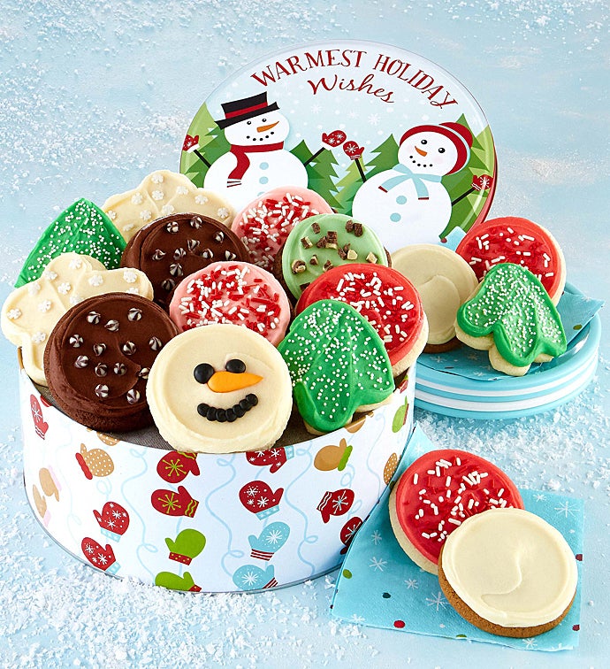Warmest Holiday Wishes Gift Tin Frosted Assortment