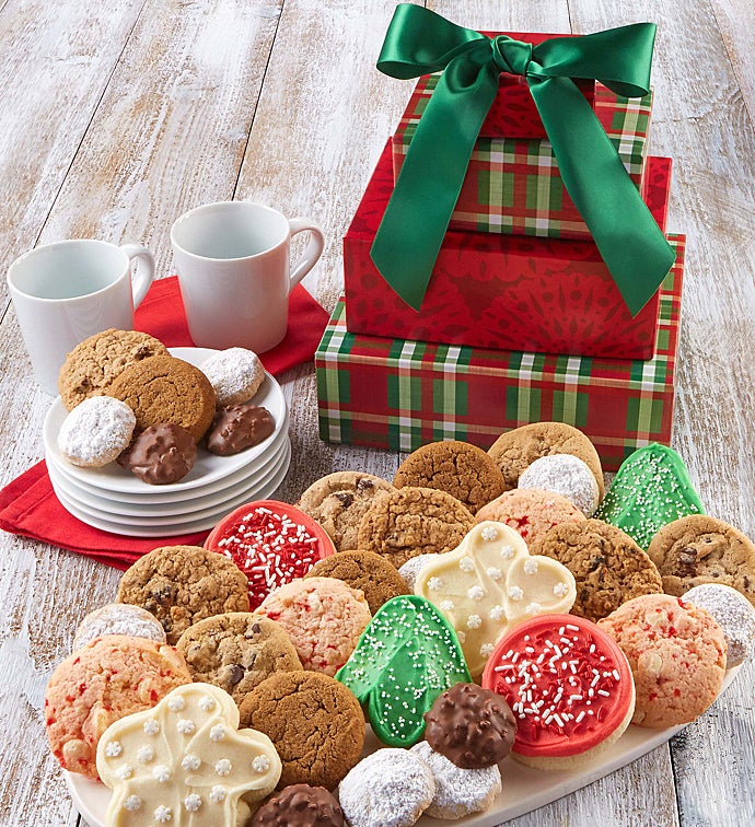 Holiday Plaid & Snowflake Gift Tower