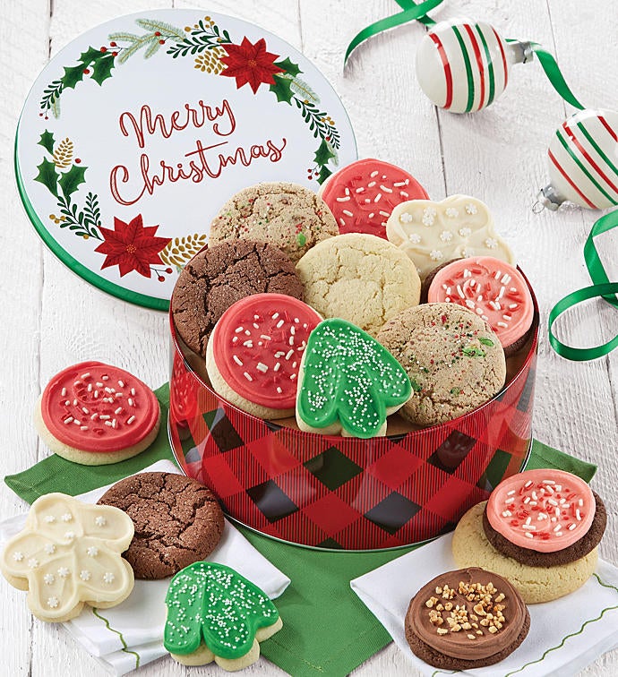 Merry Christmas Gift Tin Holiday Cookie Assortment