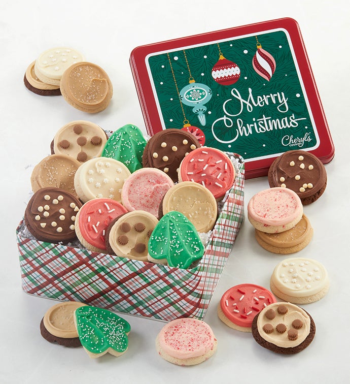 Grand Merry Christmas Gift Tin Frosted Assortment