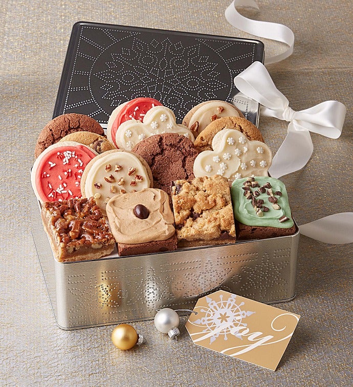 Holiday Punch Design Gift Tin 10 Cookies & 4 Brownies