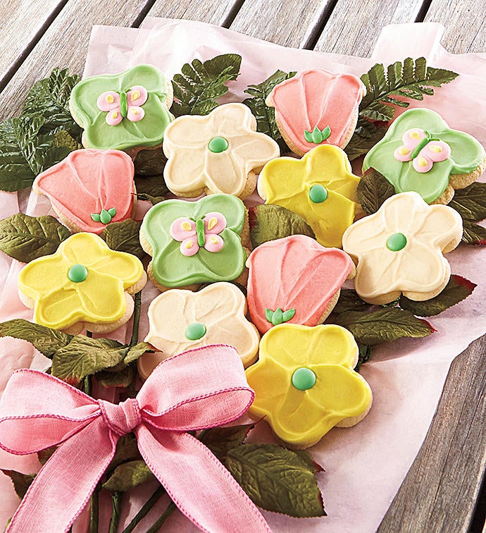 Buttercream Frosted Long Stemmed Cookie Flowers
