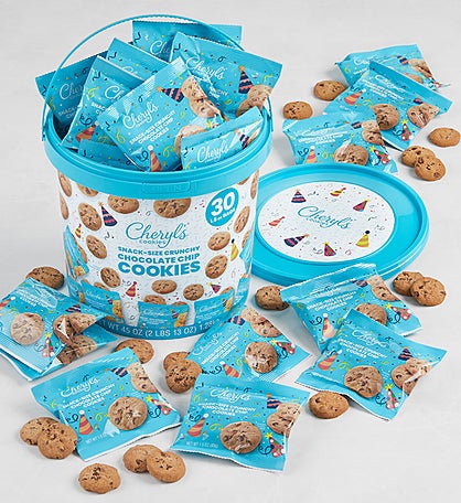Party Crunchy Chocolate Chip Cookie Bags 30-Pack Pail