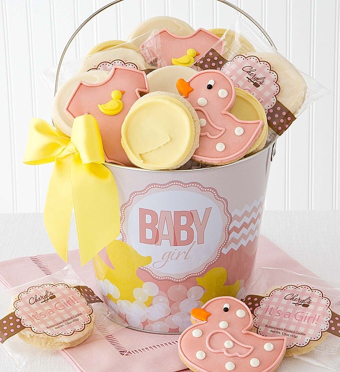 Baby Girl Frosted Cookie Pail