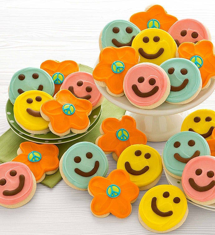 Buttercream Frosted Happy Face & Flower Cut out Cookies