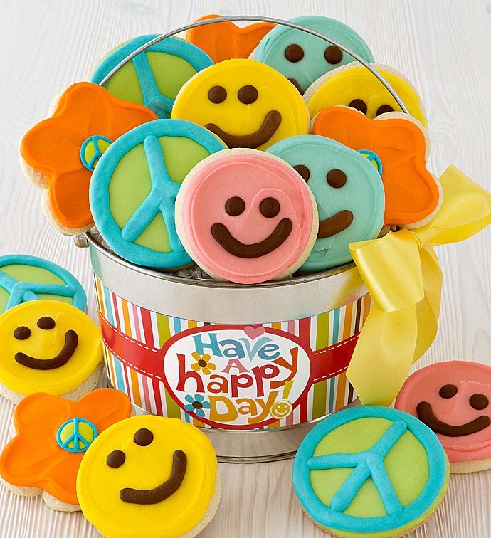 Happy Face Frosted Cookie Pail