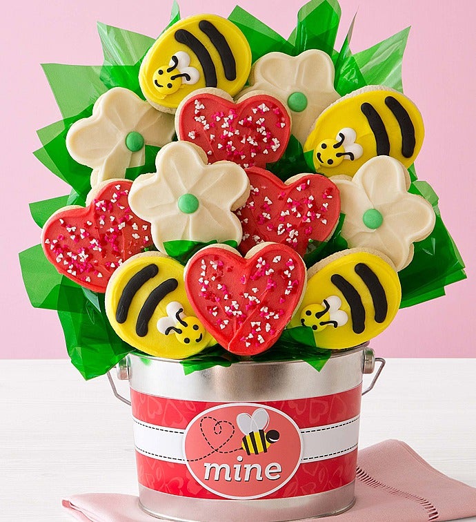 Bee Mine Cookie Flower Gift Pail