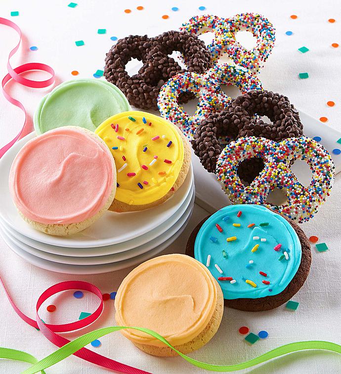 Buttercream Frosted Birthday Cookies and Pretzels