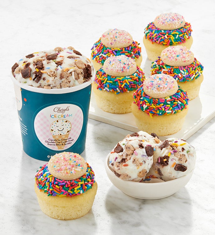 Cupcake Cookie Dough Ice Cream and Cupcakes