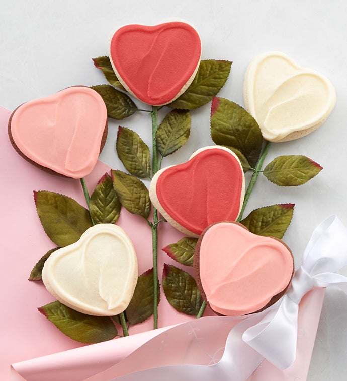 Cookie Flowers® 6 Long stem Buttercream Frosted Sugar Cookies