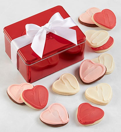 Buttercream-Frosted Heart-Shaped Sugar Cookies Gift Tin