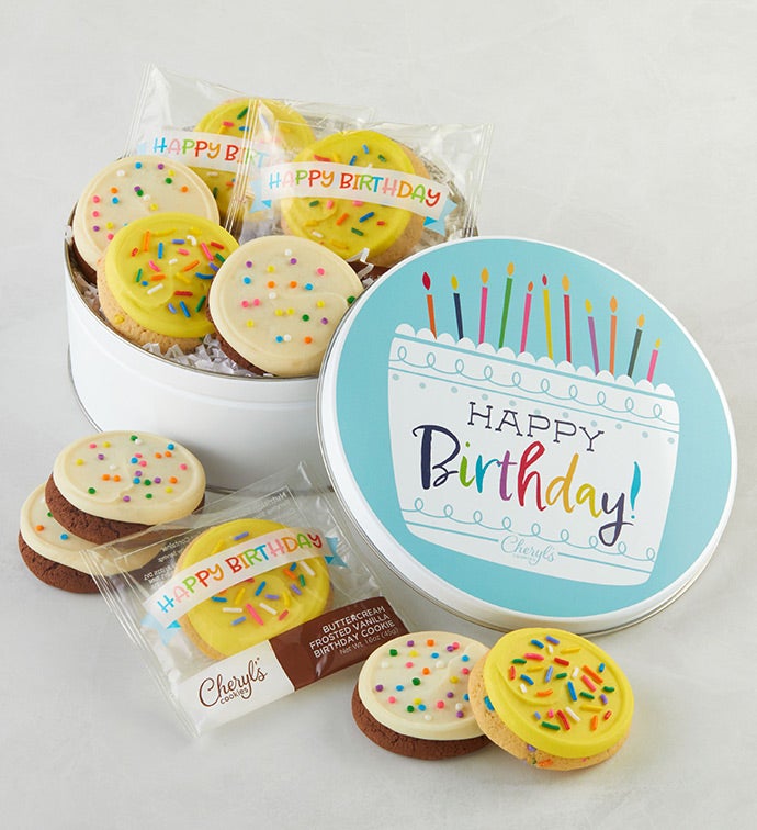 Birthday Tin  10 Frosted Cutouts