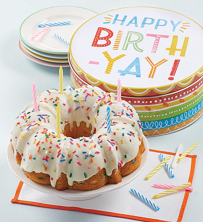 Musical Birthday Gift Tin with Confetti Birthday Cake