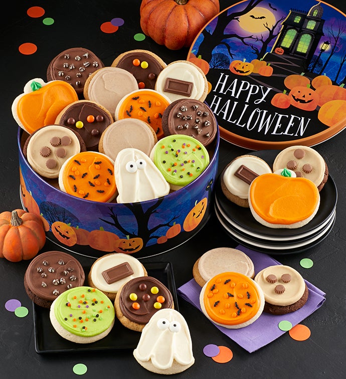 Buttercream Frosted Haunted House Cookie Tin
