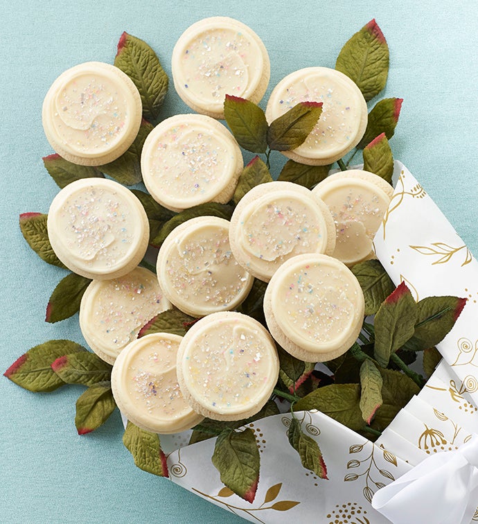 Long Stemmed Buttercream Frosted Celebration Cookie Flowers