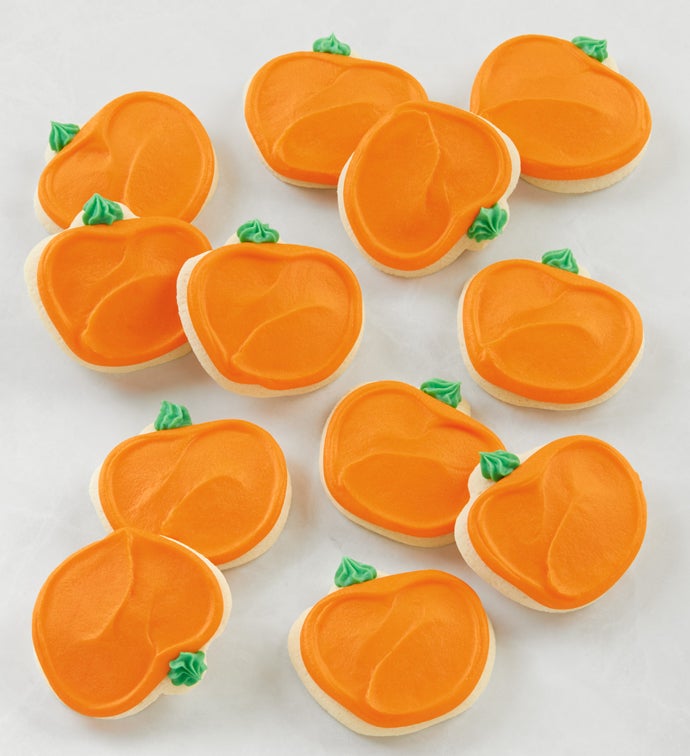 Buttercream Frosted Pumpkin Shaped Sugar Cookies