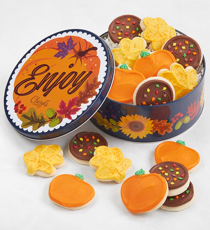 Fall Gift Tin   Buttercream Frosted Cookies