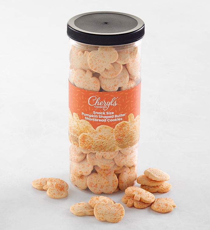 Snack-Size Pumpkin-Shaped Butter Shortbread Cookie Canister