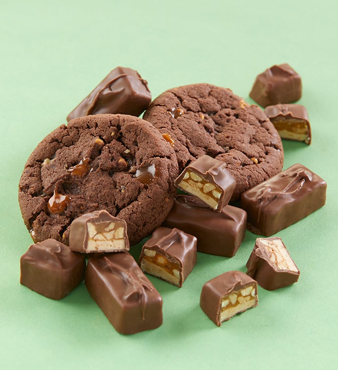 Caramel Peanut Chocolate Cookies made with SNICKERS® Flavor Box