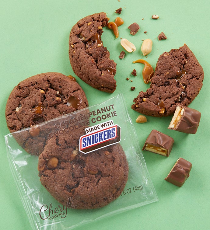 Caramel Peanut Chocolate Cookies made with SNICKERS® Flavor Box
