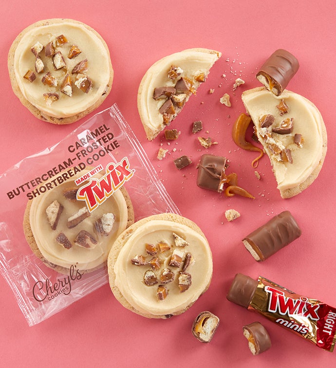 Caramel Buttercream-Frosted Shortbread Cookies made with TWIX® Flavor Box