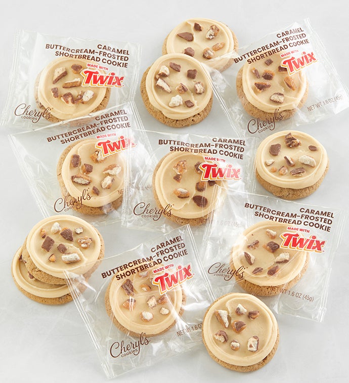 Caramel Buttercream Frosted Shortbread Cookies made with TWIX® Flavor Box