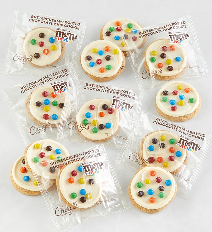 Buttercream-Frosted Chocolate Chip Cookies made with M&M’S® Minis Flavor Box