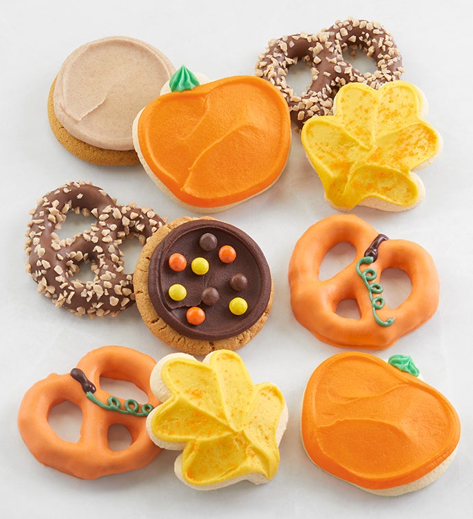 Fall Buttercream Frosted Cookies & Pretzels