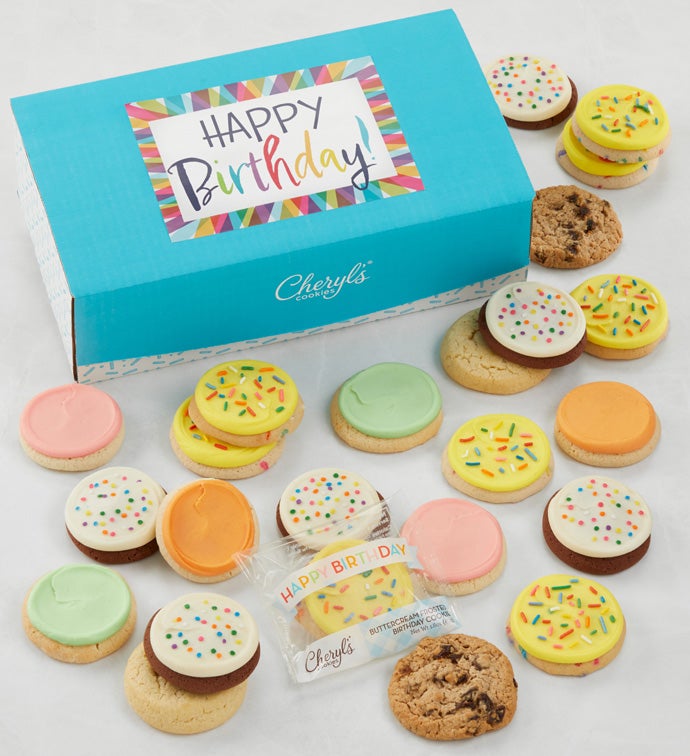 Happy Birthday Bow Box   24 Cookies   Free 2 Day Shipping