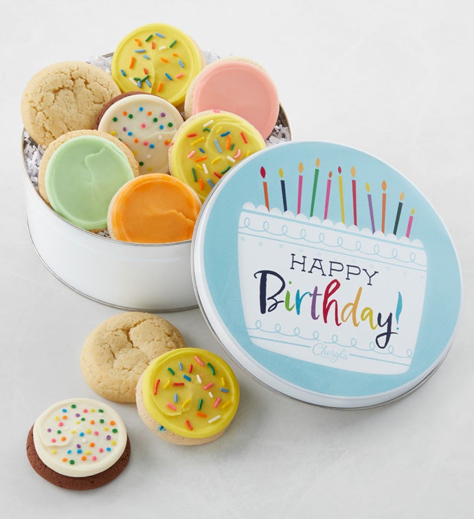Happy Birthday Cookie Tin   Free 2 Day Shipping