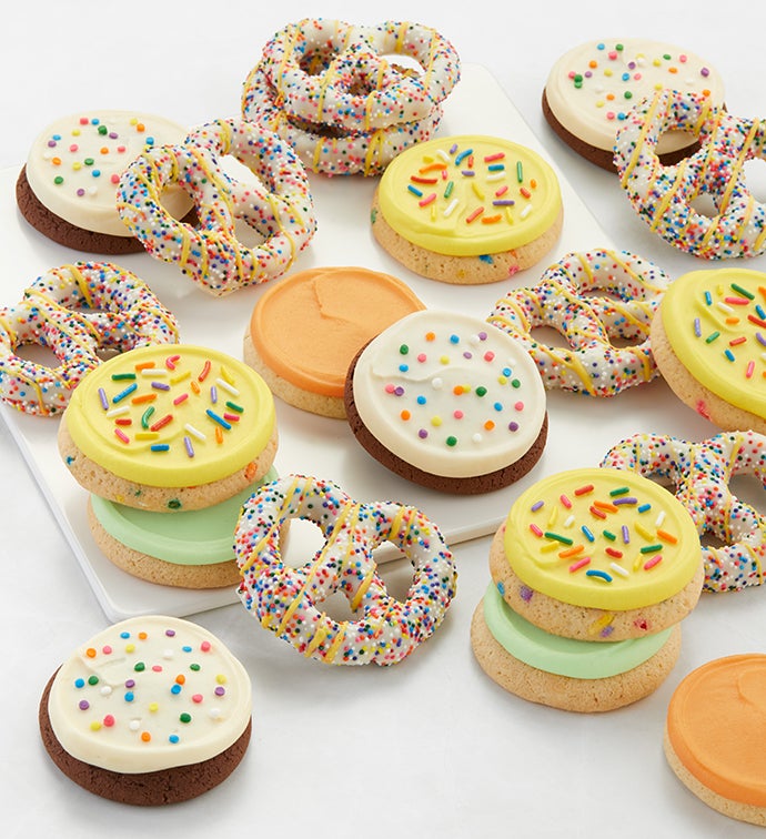 Buttercream Frosted Birthday Cookies & Pretzels