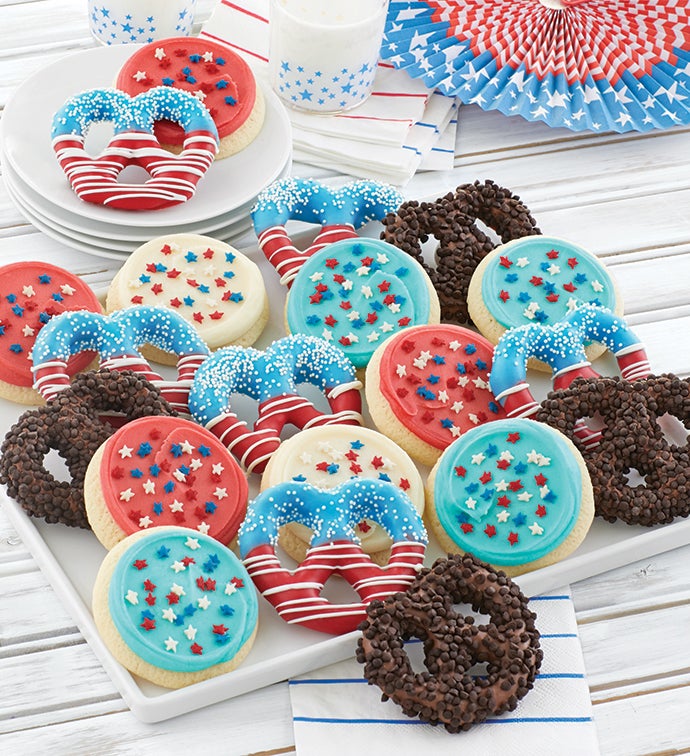 Buttercream Frosted Summer Cookies and Pretzels