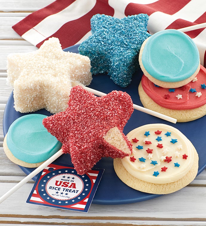 Patriotic Crispy Pops and Buttercream Frosted Cookies