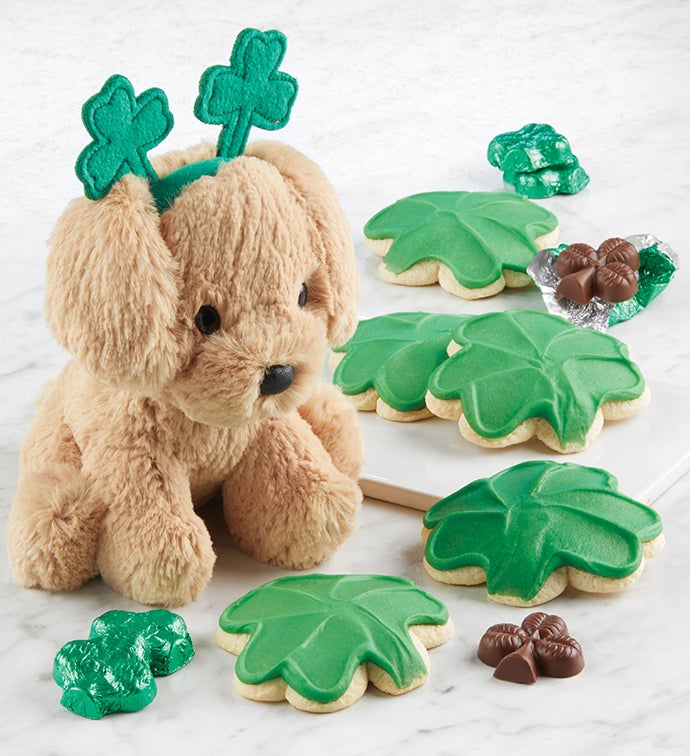 St Patrick’s Day Plush Dog and Cookies