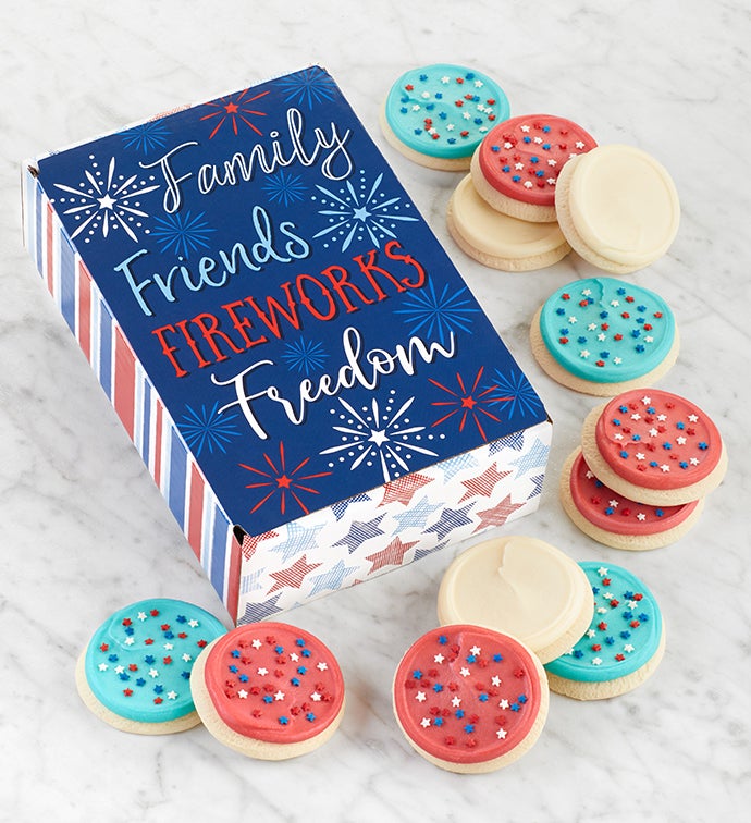 Patriotic Buttercream Frosted Cookie Gift Box
