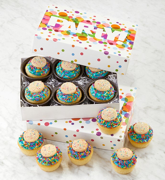 Buttercream Frosted Celebration Sprinkles Cupcakes   12 cupcakes