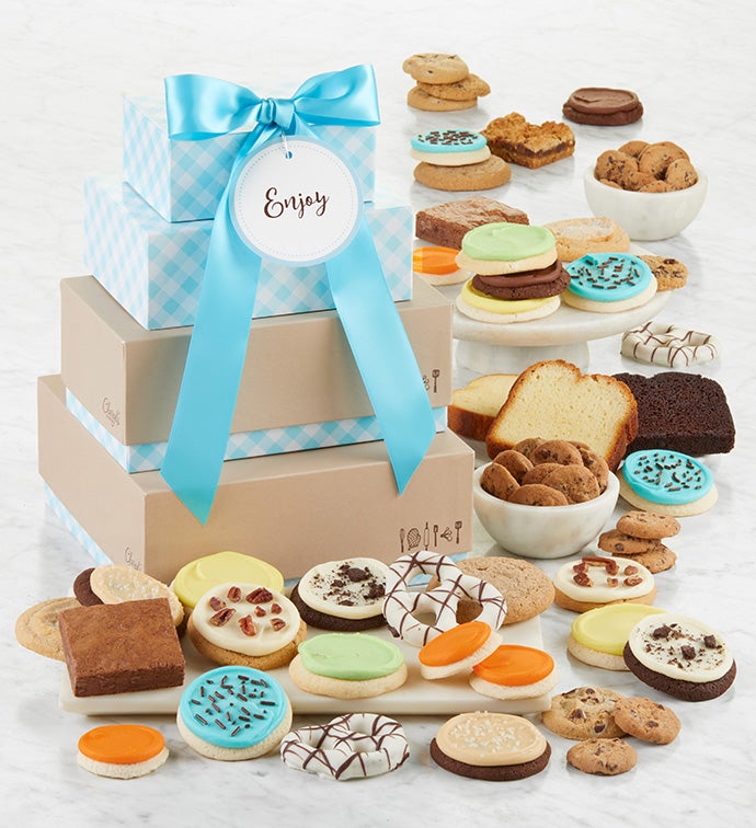 Classic Bakery Gift Tower With Message Tag   Enjoy