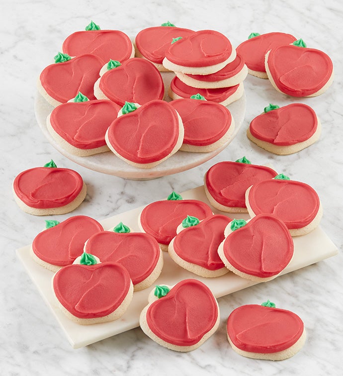 Buttercream Frosted Apple Shape Sugar Cookies