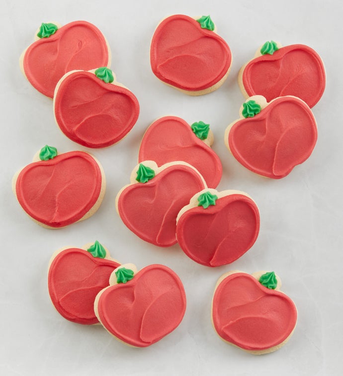 Buttercream Frosted Apple Shape Sugar Cookies