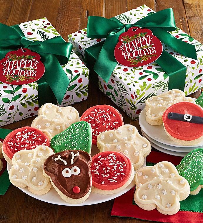 Happy Holiday Buttercream Frosted Cookie Gift Boxes