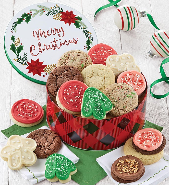 Merry Christmas Gift Tin  Holiday Cookie Assortment