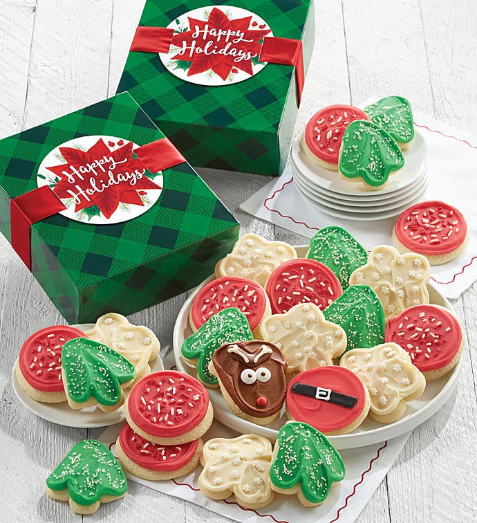 Happy Holidays Buttercream Frosted Cut Out Cookie Gift Boxes