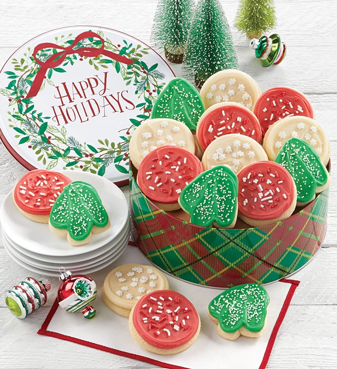 Happy Holidays Gift Tin   Cut out Assortment