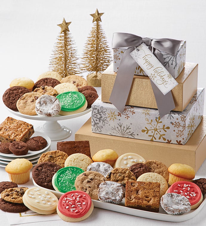 Happy Holidays Sparkling Bakery Gift Tower