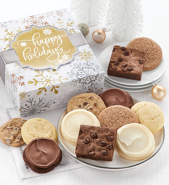 Sugar Free Happy Holidays Sparkling Cookie and Brownie Gift Boxes